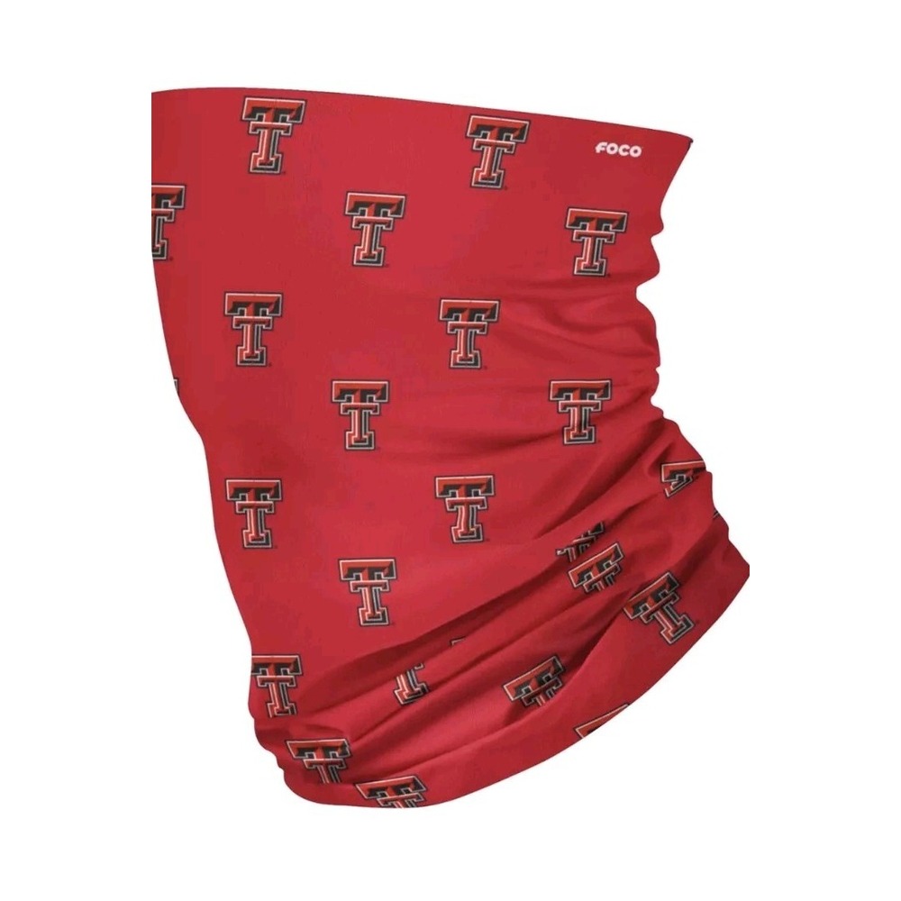 FOCO NCAA Unisex-Adult Neck Gaiter Texas Tech Tide One Size Mini Print‎ Logo